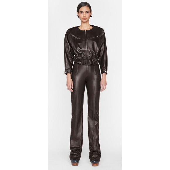 Frame Denim Pants - FRAME Seamed‎ Leather Trouser Espresso Lamb Leather Size 4 New